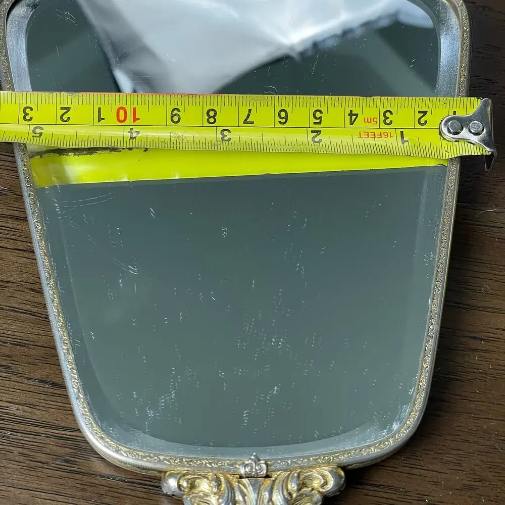 Vintage Matson? Vanity Hair Brush Hand Mirror Hollywood Regency Floral FLAWED